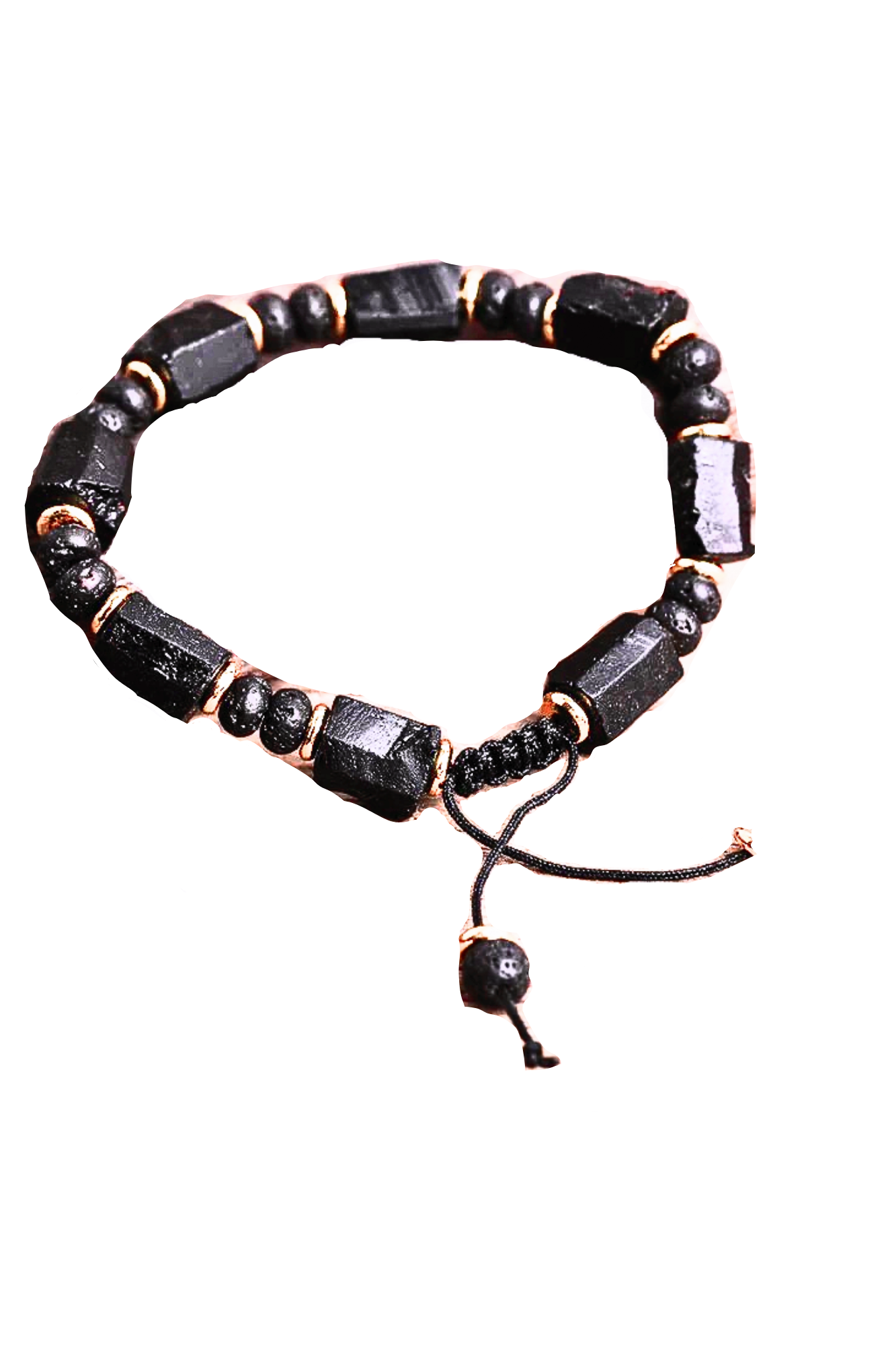 Natural Black Tourmaline  Armband Bracelet  Black Lava Beads